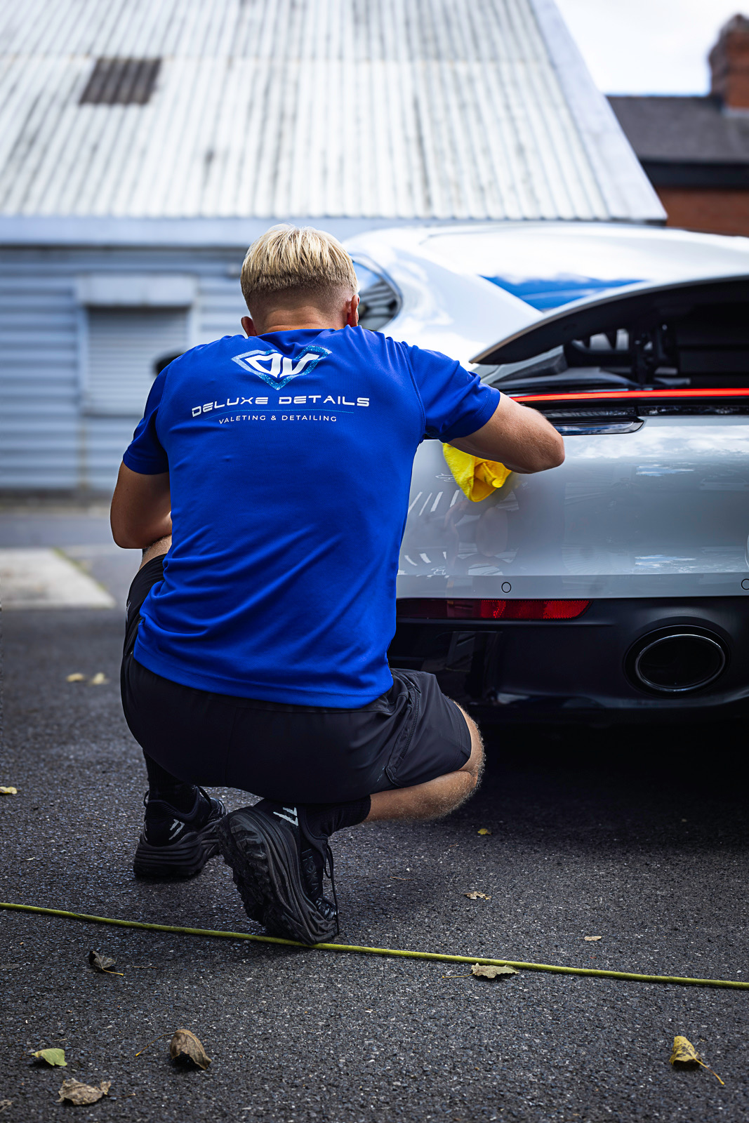 Detailed view of car detailing process